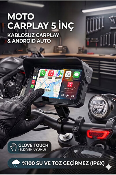 shop Moto CarPlay 5 İnç - Kamerasız - Su Geçirmez - Kablosuz CarPlay & Androi...