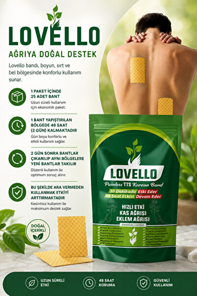 LOVELLO Ağrı Bandı Kinesio Bandı Isıtıcı Kas ve Eklem Rahatlatıcı Etkili Bant...