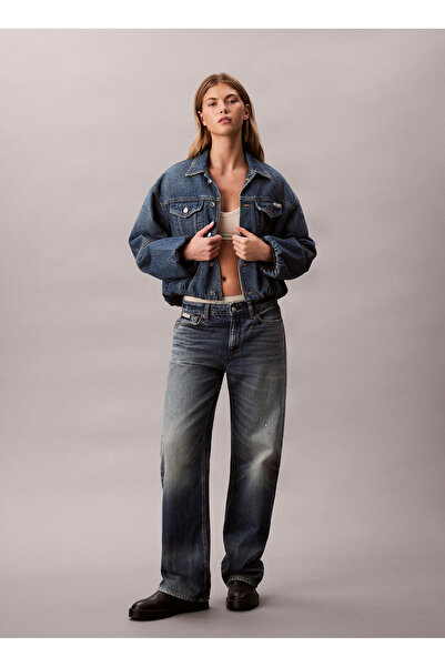 Calvin Klein Jeans Lacivert Kadın Standart Denim Ceket LV047D725GYYA