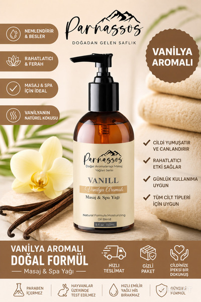Parnassos Doğal Vanilya Özlü Duyusal Ve Etkili Aromaterapi Masaj Yağı