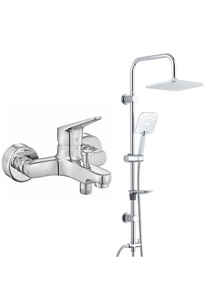 T MAY ECA Spylos Banyo Bataryası+T-MAY Banyo Çamlıca Kare Tepe Duş Takımı Set...
