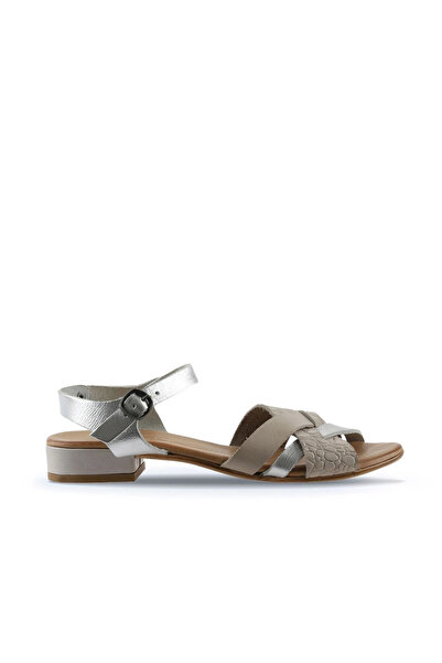 Bueno Shoes Sandale cu toc pentru femei din piele bej 01ws6106