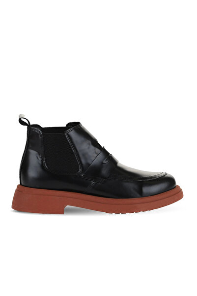 Bueno Shoes Μαύρα Ροζ Δερμάτινα Γυναικεία Flat Μποτάκια 01wz4002