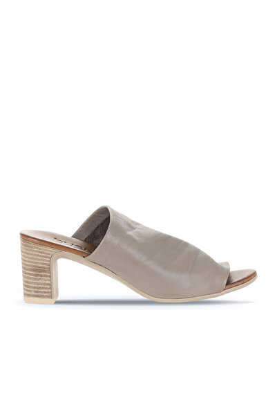 Bueno Shoes Gray Leather Women's Heeled Slippers 01Wn1503