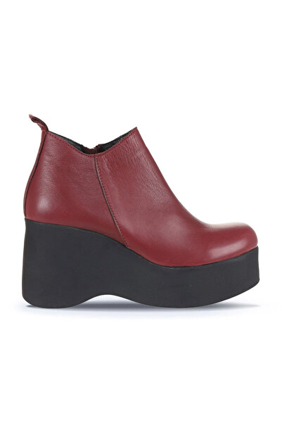 Bueno Shoes حذاء نسائي بكعب عريض من الجلد باللون العنابي 01wz8603
