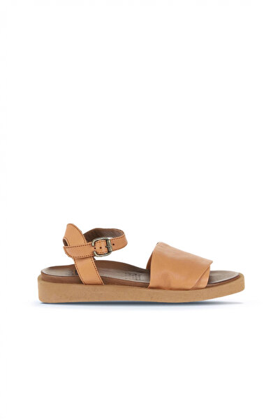 Bueno Shoes Sandale plate de damă din piele maronie 01ws2812