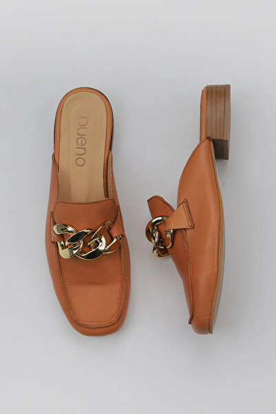 Bueno Shoes Papuci de damă din piele maronie cu toc mic 01wu2101