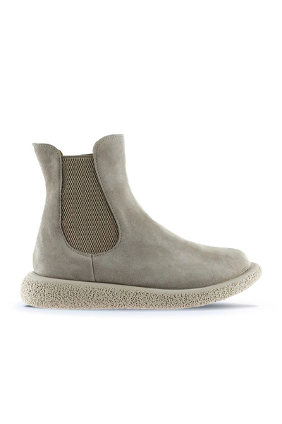 Bueno Shoes Μπεζ σουέντ γυναικείες φλατ μπότες 01wu8905