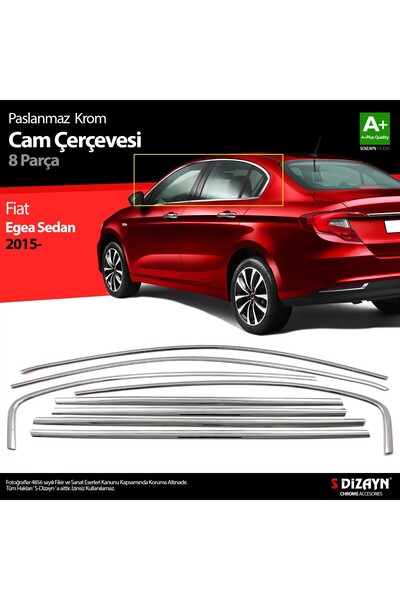 S Dizayn S-Dizayn Fiat Egea SD Krom Cam Çerçevesi 8 Prç. 2015 Üzeri A+ Kalite