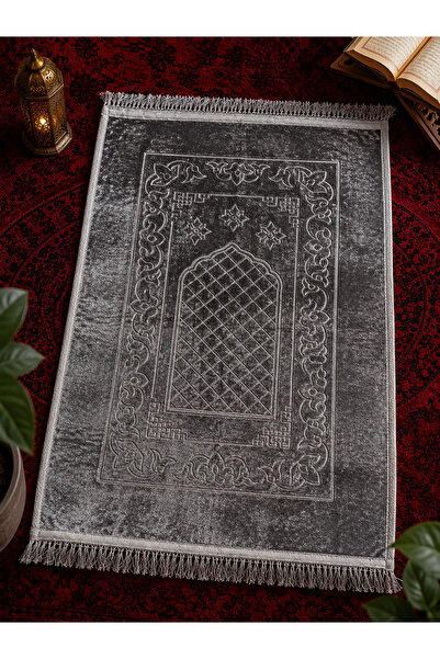 ABAS Luxury Velvet Prayer Rug with Non-Slip Base, Soft Textured Orthopedic Su...