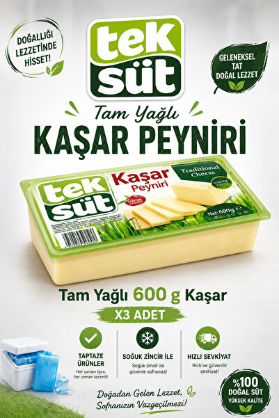 Teksüt Tam Yağli Kasar 600 gr x 3 adet