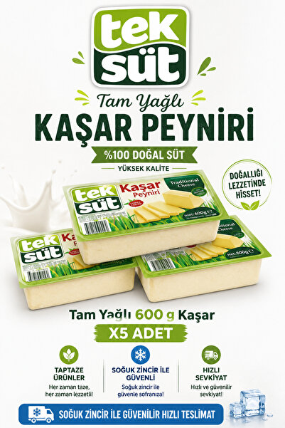 Teksüt Tam Yağlı Kaşar 600gr x 5 adet