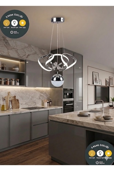 Lzy Avize Store Crown Krom Taçlı Sarkıt LED Avize 3 Renk | Premium Taç Detayl...