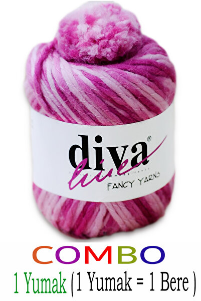 Diva İplik Комбо 51 - (OUTLET) - Излишък от износ за шапки с помпони (1 кълбо...
