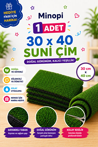 Minopi ( 1 Adet ) Yapay Çim A3 30x40 cm Maket Çim Dekoratif Yapay Çim Halı Te...