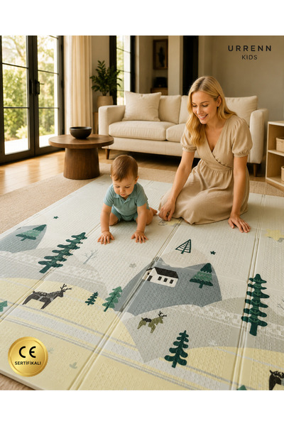 Urrenn Katlanabilir Bebek Oyun Matı - Çocuk Oyun Aktivite Halısı - 200x130x1 ...