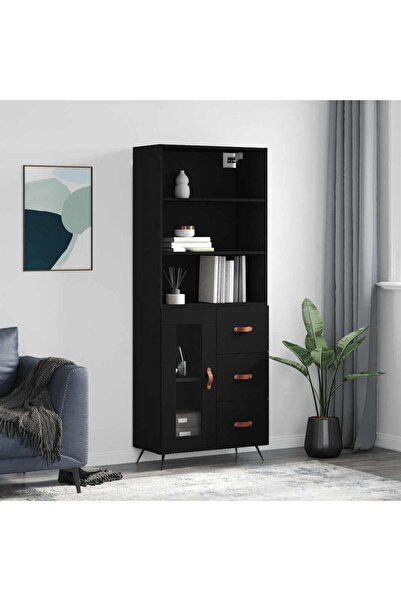 Concept Dulap înalt, negru, 69,5x34x180 cm, lemn compozit