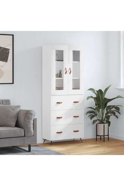 Concept Dulap înalt, alb, 69,5x34x180 cm, lemn compozit
