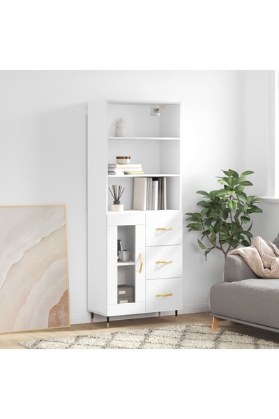 Concept Dulap înalt, alb, 69,5x34x180 cm, lemn compozit