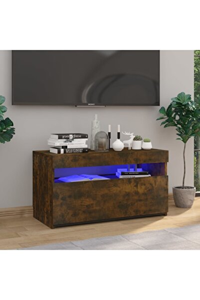 Concept Comodă TV cu lumini LED, stejar fumuriu, 75x35x40 cm