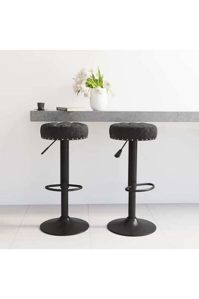 Concept Scaune de bar, 2 buc., negru, catifea