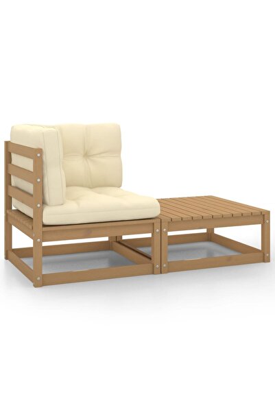 Concept Set mobilier grădină&perne 2 piese, maro miere lemn masiv pin