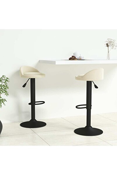 Concept Scaune de bar, 2 buc., crem, catifea