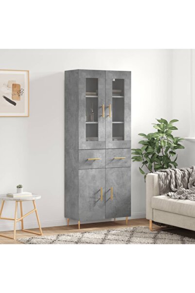 Concept Dulap înalt, gri beton, 69,5x34x180, lemn compozit