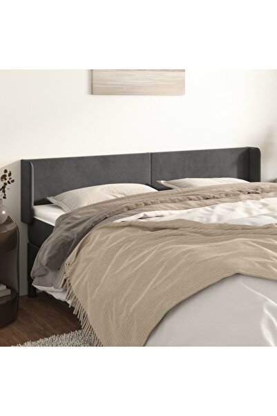 Concept Tăblie de pat cu aripioare gri închis 203x16x78/88 cm catifea