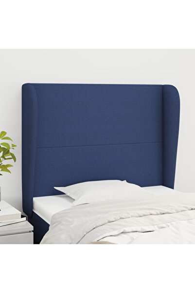 Concept Tăblie de pat cu aripioare, albastru, 83x23x118/128 cm, textil