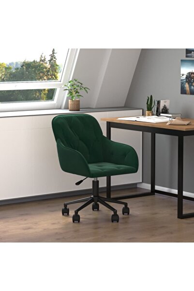 Concept Scaun de birou pivotant, verde închis, catifea