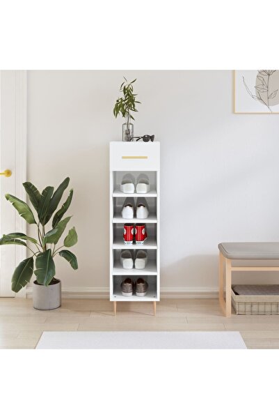 Concept Pantofar, alb extralucios, 30x35x105 cm, lemn prelucrat