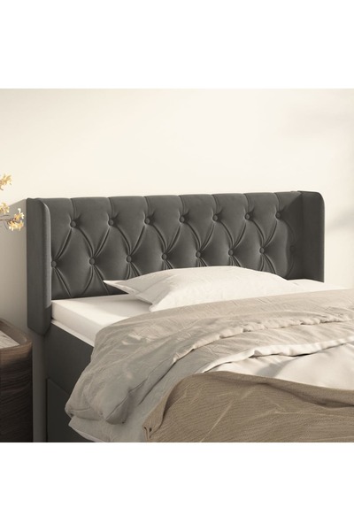 Concept Tăblie de pat cu aripioare gri închis 93x16x78/88 cm catifea