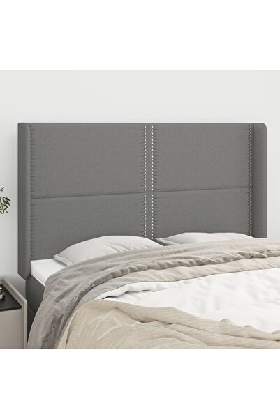 Concept Tăblie de pat cu aripioare gri închis 147x16x118/128 cm textil