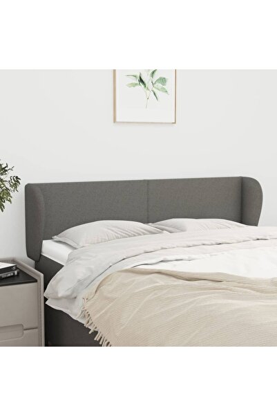 Concept Tăblie de pat cu aripioare gri închis 147x23x78/88 cm textil