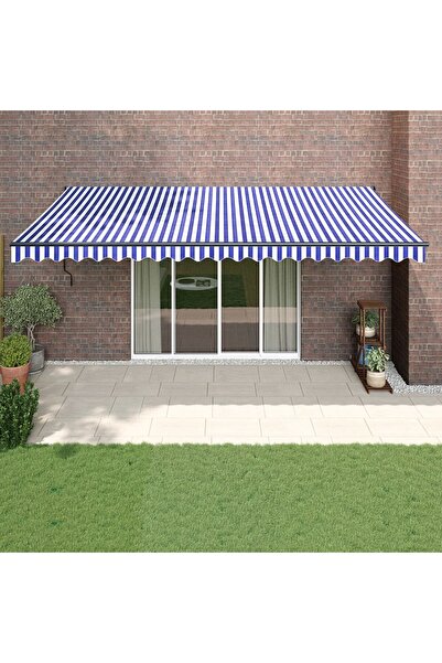 Concept Copertină retractabilă albastru/alb, 5x3 m, textil/aluminiu