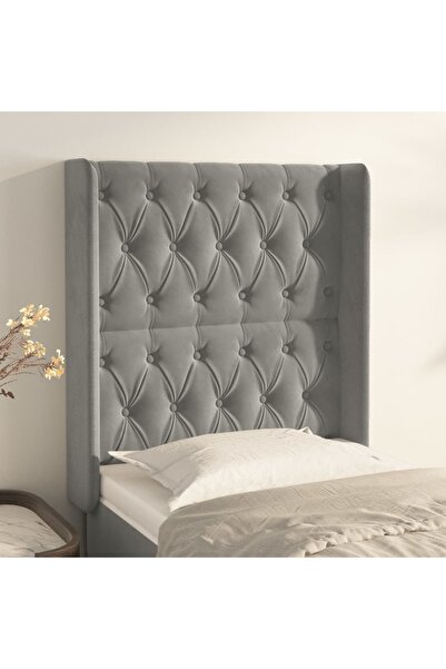 Concept Tăblie de pat cu aripioare gri deschis 83x16x118/128 cm catifea