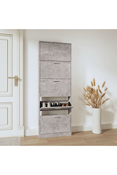 Concept Pantofar, gri beton, 59x17x169 cm, lemn compozit