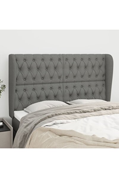 Concept Tăblie de pat cu aripioare gri închis 163x23x118/128 cm textil
