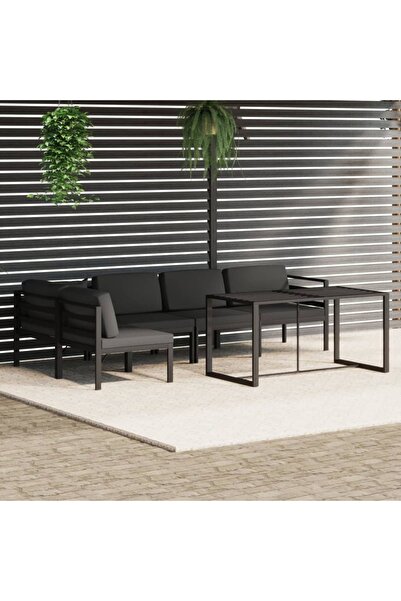Concept Set mobilier de grădină cu perne, 6 piese, antracit, aluminiu