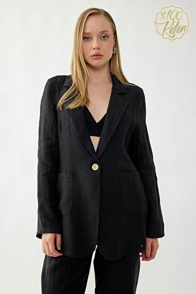 Vitrin 100% Linen Single Button Pocket Jacket