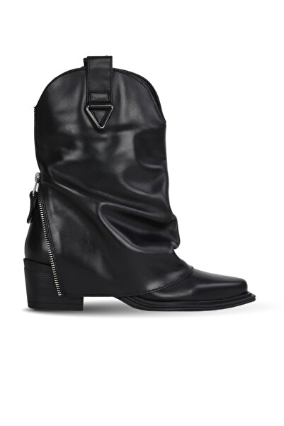 Bueno Shoes Black Leather Women's Heeled Boots 39Wb9419