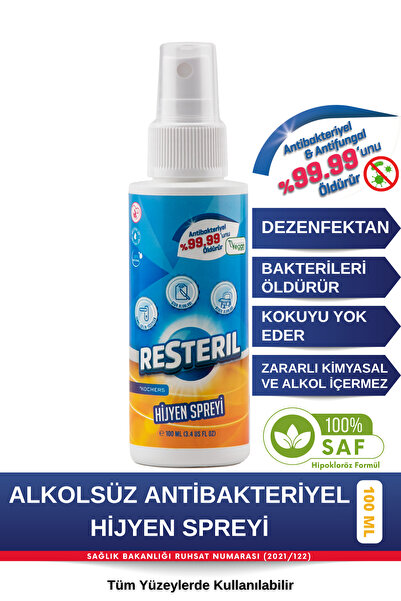 Resteril Dezenfektan Sprey Hipokloröz Asit Yüzey Dezenfektanı Parfümsüz Alkol...