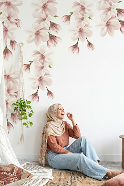 KT Decor ملصق حائط عملاق على شكل زهور الفاوانيا الملونة