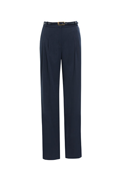 Waist Leather Belted Palazzo Trousers
