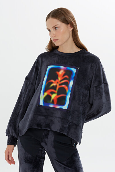 GIZIA SPORT Termal Baskılı Kadife Sweatshirt