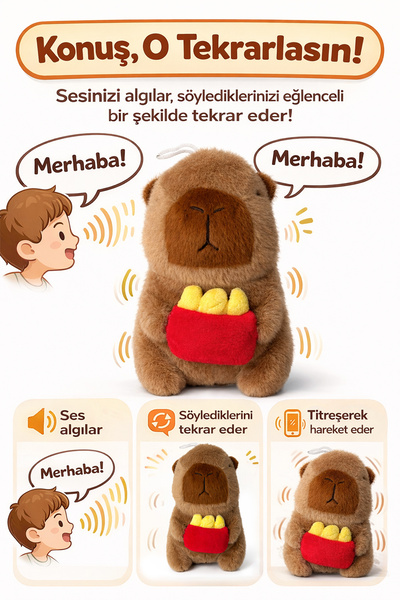 Ecrou Moving Plush Toy with Sound & Interactive Capybara Plush Toy