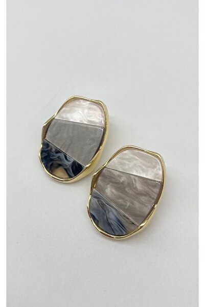 Çelik Gold Detaylı Geometrik Desen Küpe