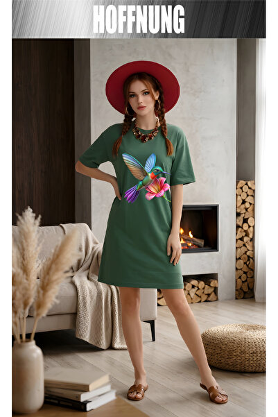 HOFFNUNG Women's Short Sleeve Crew Neck T-Shirt Dress Nightgown