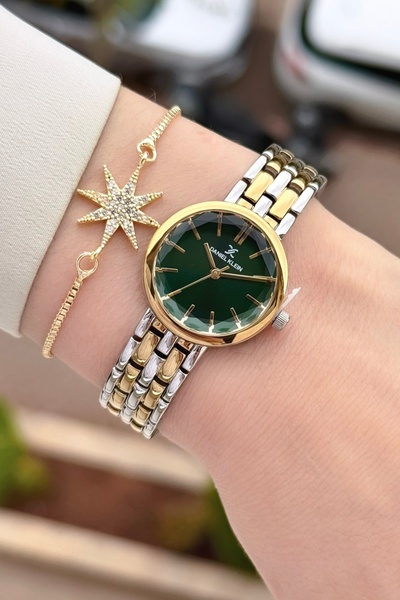 Daniel Klein Dial Green Strap Gold Metallic Color 25 mm 2 Year Warranty Women...